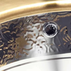 Viadurini Bathroom Waschbecken Aus Fire Clay-Einsatzwaschbecken Barock aus Fire Clay und Platingold made in Italy, Egeo