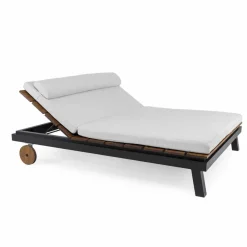 Viadurini in the Garden Sonnenliegen-Einzel oder Doppel Sonnenliege im Freien aus Aluminium und Holz - Cynthia