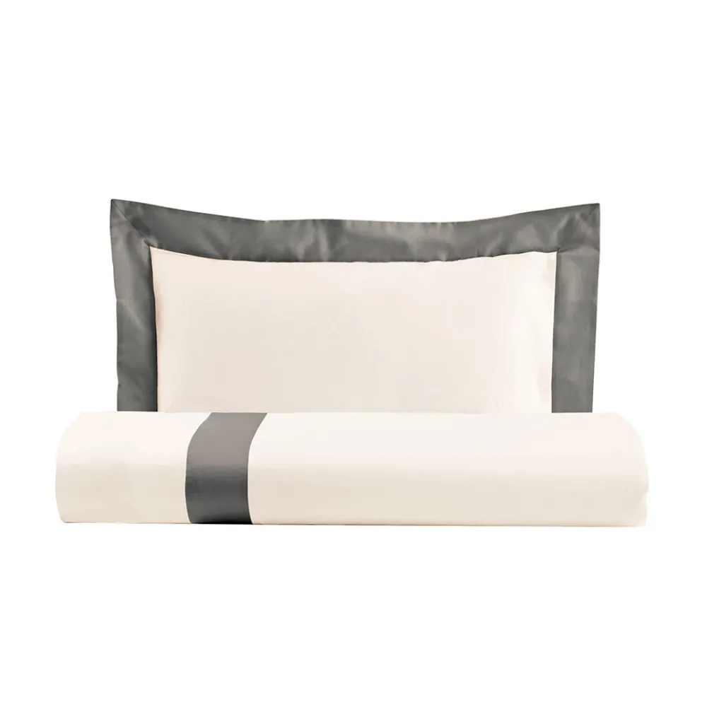 Viadurini Textile Bettbezüge-Einzel- und eineinhalbquadratisches Bettbezug-Set aus 100 % Baumwolle und 10 % Baumwollsatin - Detail