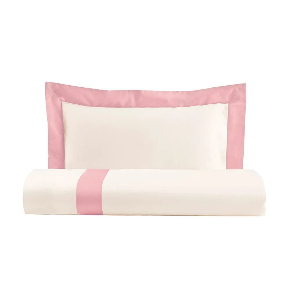 Viadurini Textile Bettbezüge-Einzel- und eineinhalbquadratisches Bettbezug-Set aus 100 % Baumwolle und 10 % Baumwollsatin - Detail