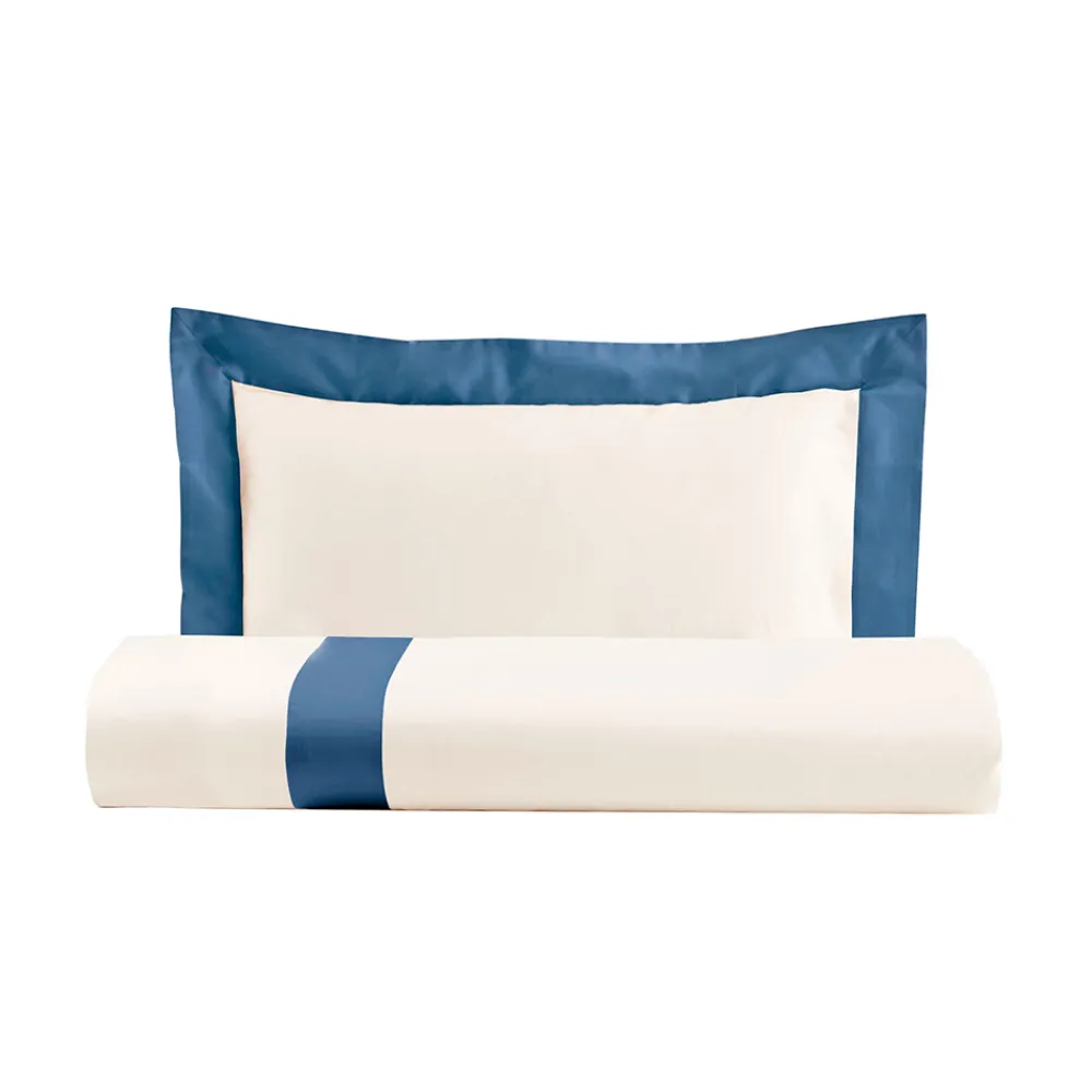 Viadurini Textile Bettbezüge-Einzel- und eineinhalbquadratisches Bettbezug-Set aus 100 % Baumwolle und 10 % Baumwollsatin - Detail