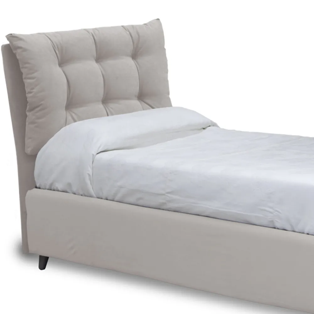 Viadurini Night Design Polsterbetten-Einzelbett mit gepolstertem Kopfteil und Füßen, hergestellt in Italien – Aaron