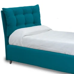 Viadurini Night Design Polsterbetten-Einzelbett mit gepolstertem Kopfteil und Füßen, hergestellt in Italien – Aaron