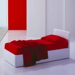 Bolzan Letti Maßgeschneiderte Möbel|Polsterbetten-Einzelbett mit Kopfteil, Struktur aus Eisen und Holz Line von Bolzan