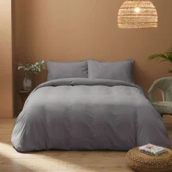 Viadurini Textile Bettbezüge-Einzelbettbezug-Set aus reiner, stückgefärbter Baumwolle mit 1 Kissenbezug - Delicacy