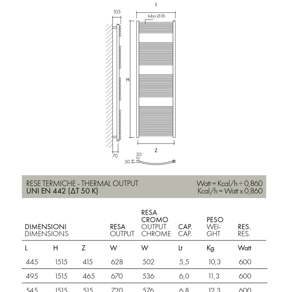 Scirocco H Handtuchheizkörper Elektrisch-Elektrischer Handtuchwärmer aus Stahl in verschiedenen Farben Made in Italy - Ibis