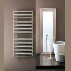 Scirocco H Handtuchheizkörper Elektrisch-Elektrischer Handtuchwärmer aus Stahl, Chrom und Gold, Made in Italy - Laura