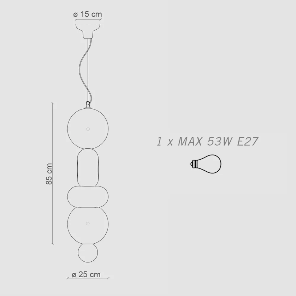 Ferroluce Moderne Pendelleuchten-4-Elemente-Lampe aus Keramik in verschiedenen Formen, hergestellt in Italien – Bumbum