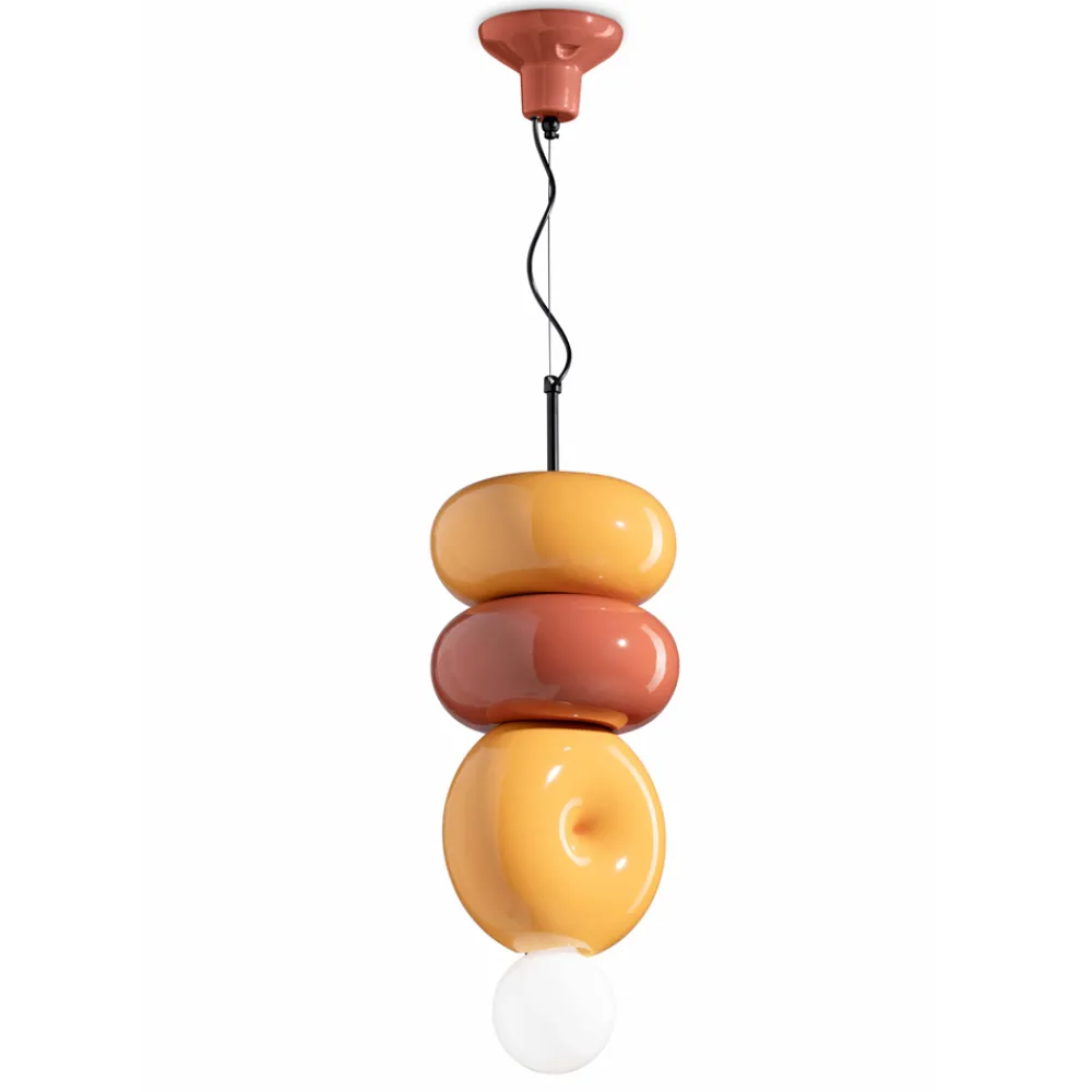 Ferroluce Moderne Pendelleuchten-3-Elemente-Lampe aus Keramik in verschiedenen Formen, hergestellt in Italien – Bumbum