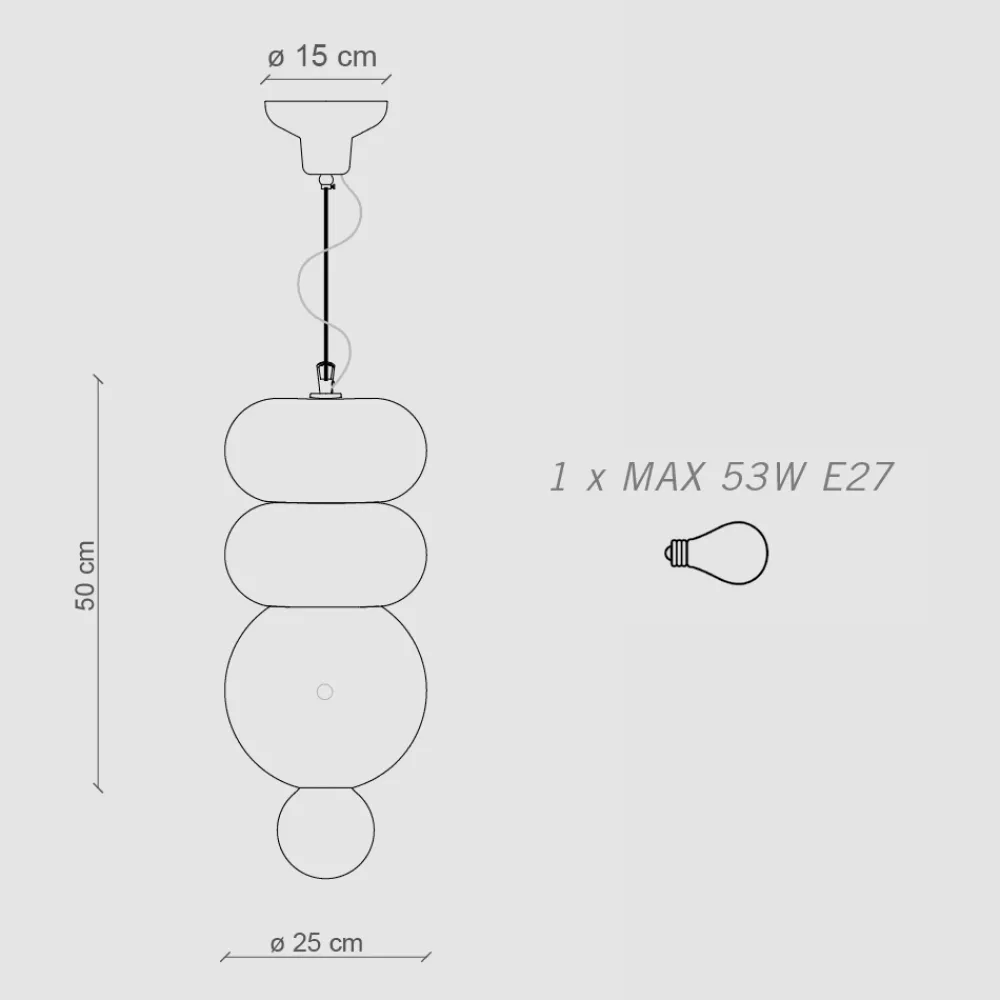 Ferroluce Moderne Pendelleuchten-3-Elemente-Lampe aus Keramik in verschiedenen Formen, hergestellt in Italien – Bumbum