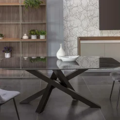 Viadurini Living Esstische-Elliptischer Esstisch aus Keramik und Aluminium – Yamir