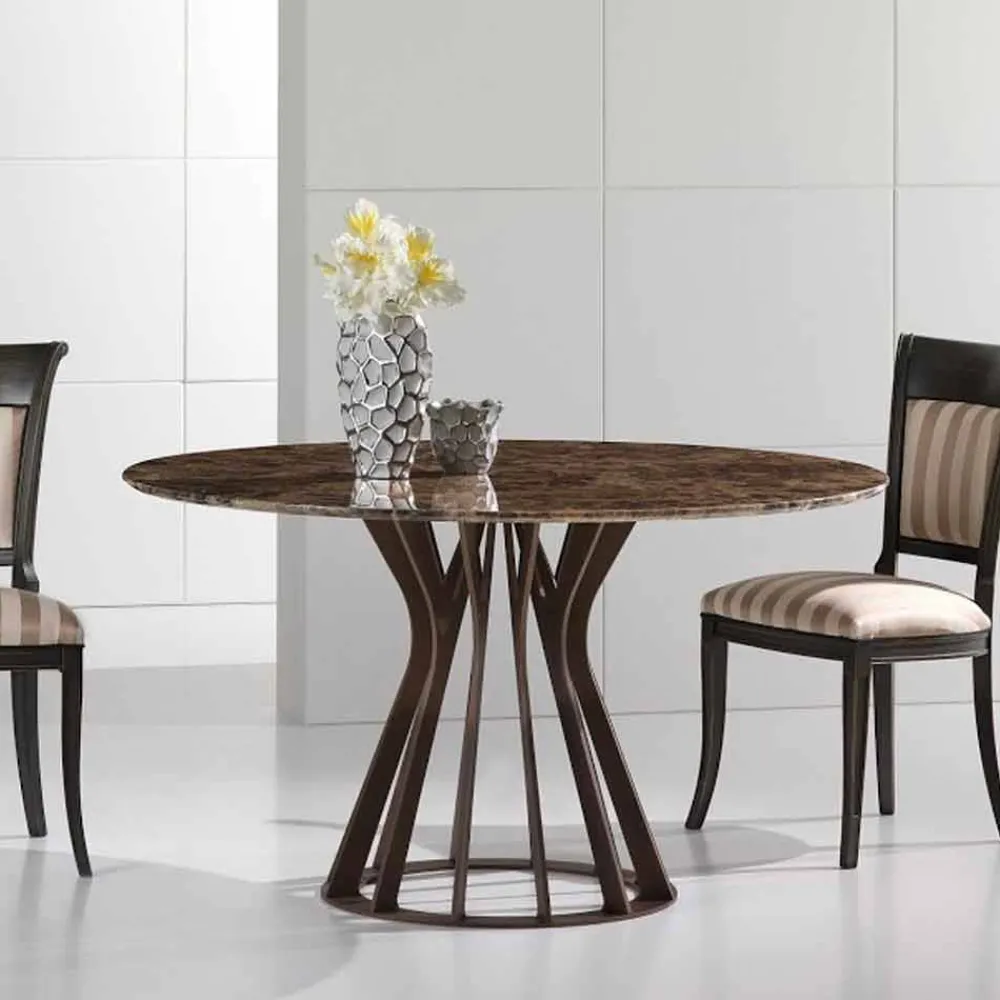 Viadurini Living Esstische Nach Mass|Esstische-Emperador Marmortisch mit Bronze Metall Caesar Basis