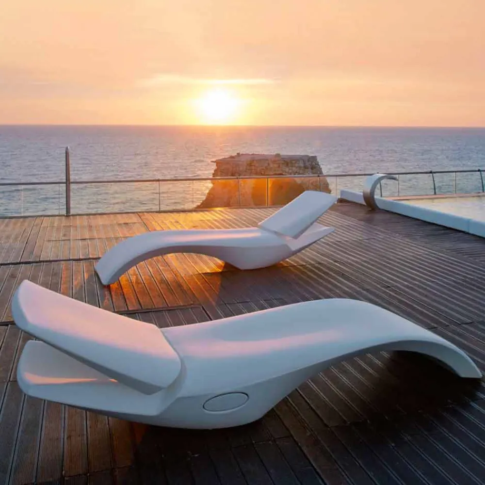 Myyour Sonnenliegen-Entwerfen Sie Chaise Longue Garden Lounger aus weißem Kunststoff - Zoe von Mayyour