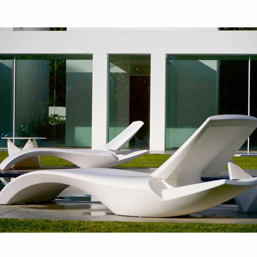Myyour Sonnenliegen-Entwerfen Sie Chaise Longue Garden Lounger aus weißem Kunststoff - Zoe von Mayyour