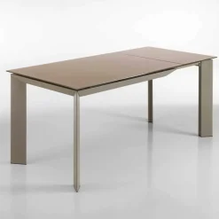 Viadurini Living Ausziehbare Esstische-Erweiterbarer Tisch mit Zeno taupe lackiertem Hartglas