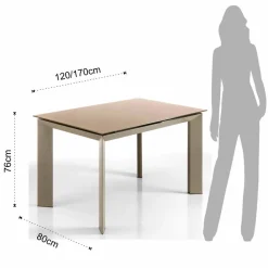 Viadurini Living Ausziehbare Esstische-Erweiterbarer Tisch mit Zeno taupe lackiertem Hartglas