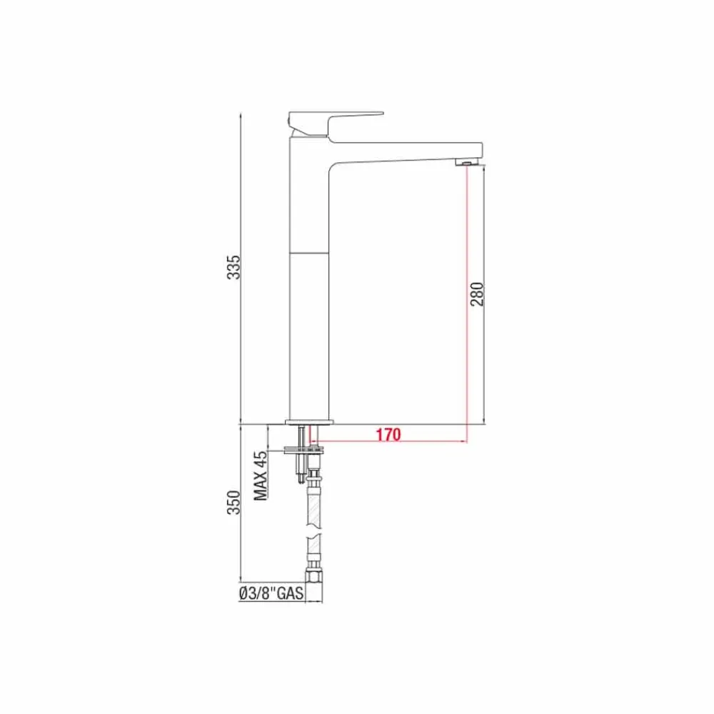 Viadurini Taps Waschbeckenarmaturen-Erweiterter Mischer für modernes Waschbecken aus Messing Made in Italy - Sindra