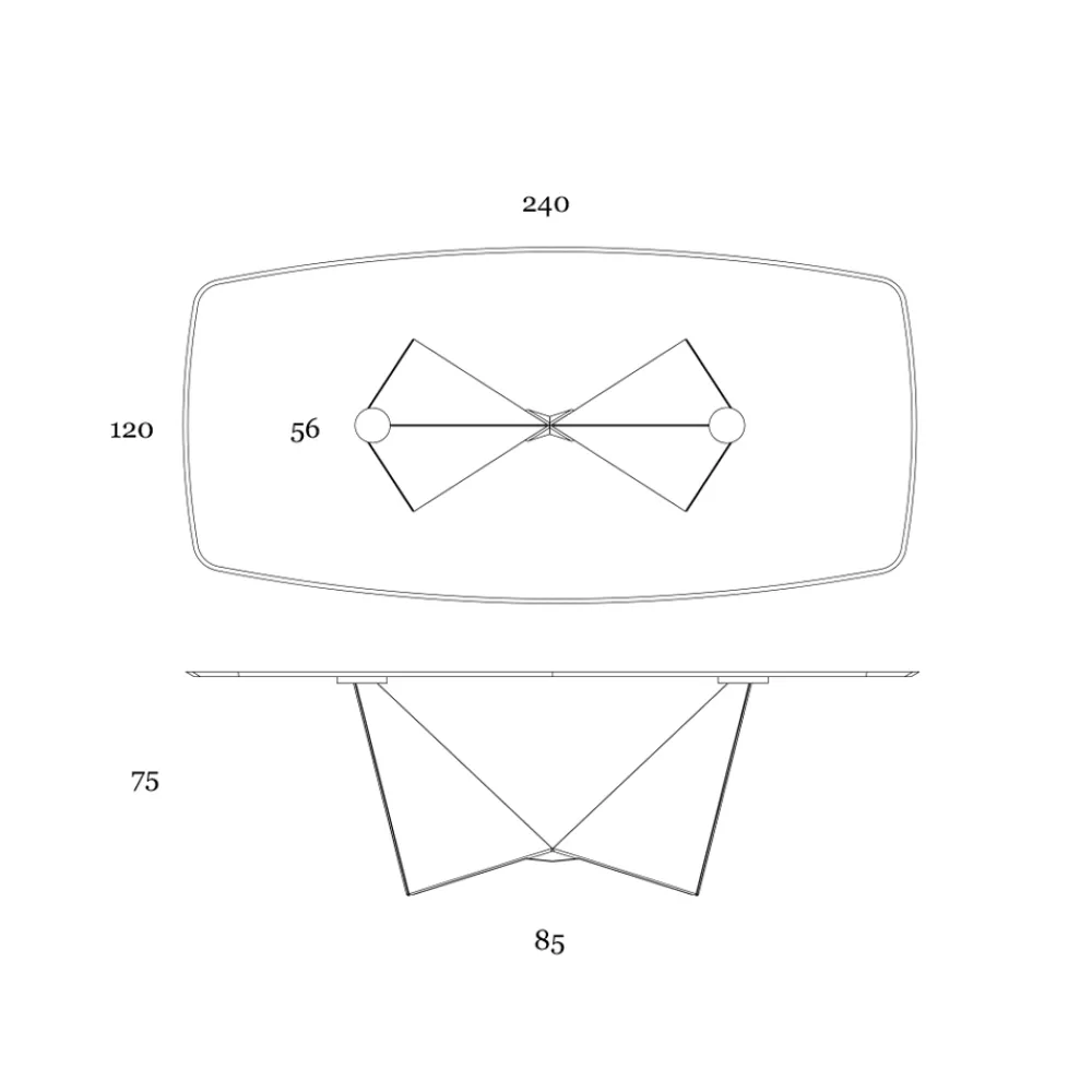 Viadurini Living Esstische-Esstisch aus 3 mm starker Keramik und Metallbasis, hergestellt in Italien – Pfingstrose