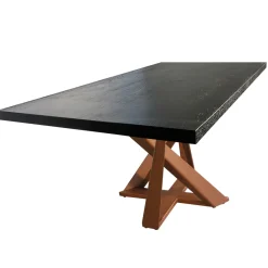 Viadurini Living Esstische Nach Mass|Esstische-Esstisch aus Eichenholz und kupferfarbenem Nuvolato-Metall Made in Italy - Patty