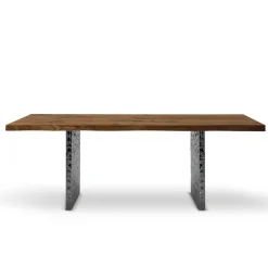 Viadurini Living Esstische-Esstisch aus Furnier und gehämmertem Stahl, hergestellt in Italien – Strappo