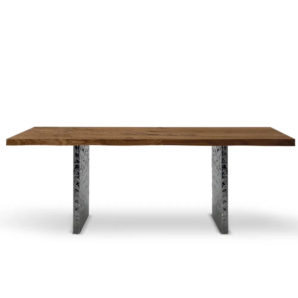 Viadurini Living Esstische-Esstisch aus Furnier und gehämmertem Stahl, hergestellt in Italien – Strappo