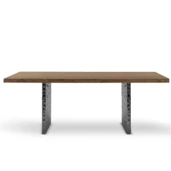 Viadurini Living Esstische-Esstisch aus Furnier und gehämmertem Stahl, hergestellt in Italien – Strappo