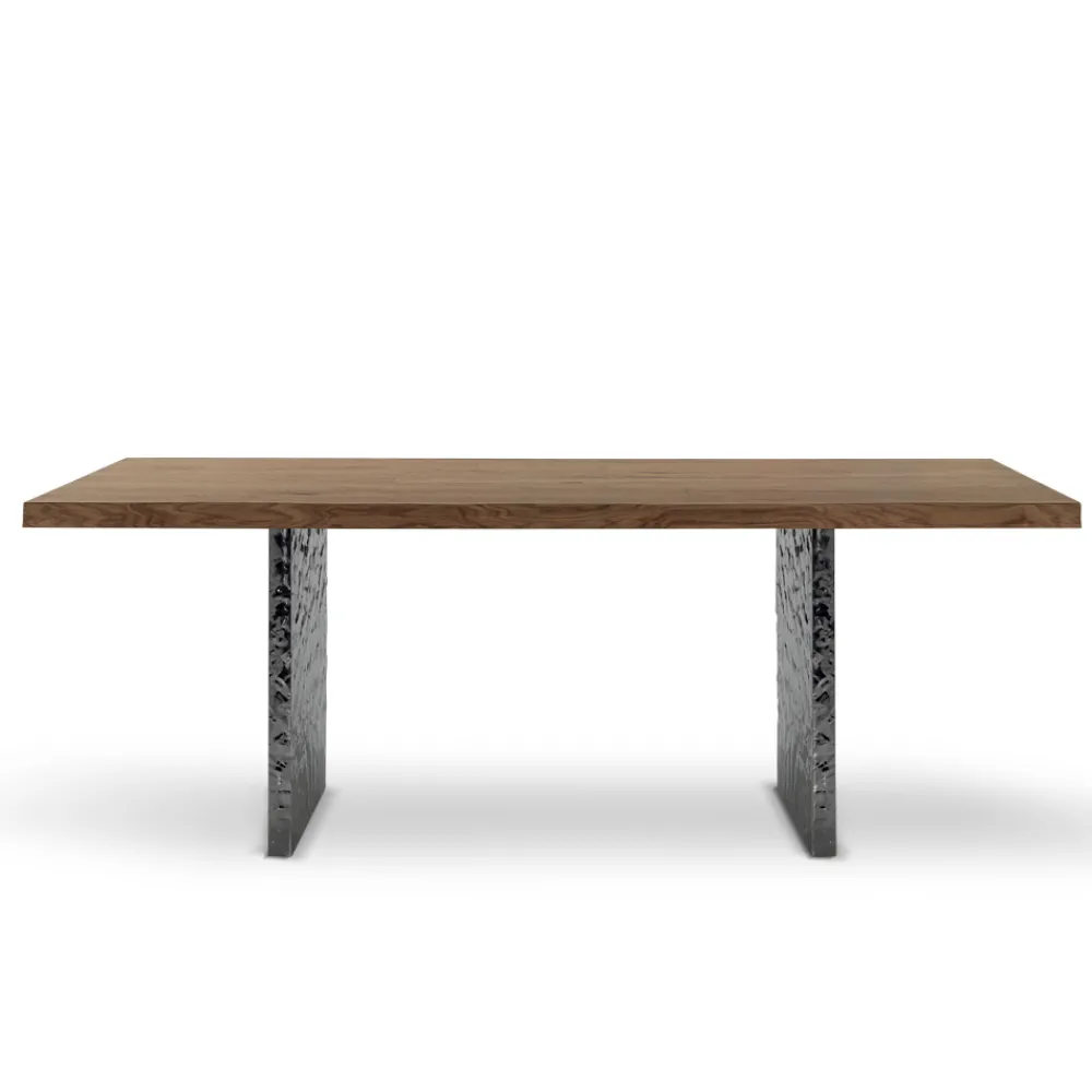 Viadurini Living Esstische-Esstisch aus Furnier und gehämmertem Stahl, hergestellt in Italien – Strappo