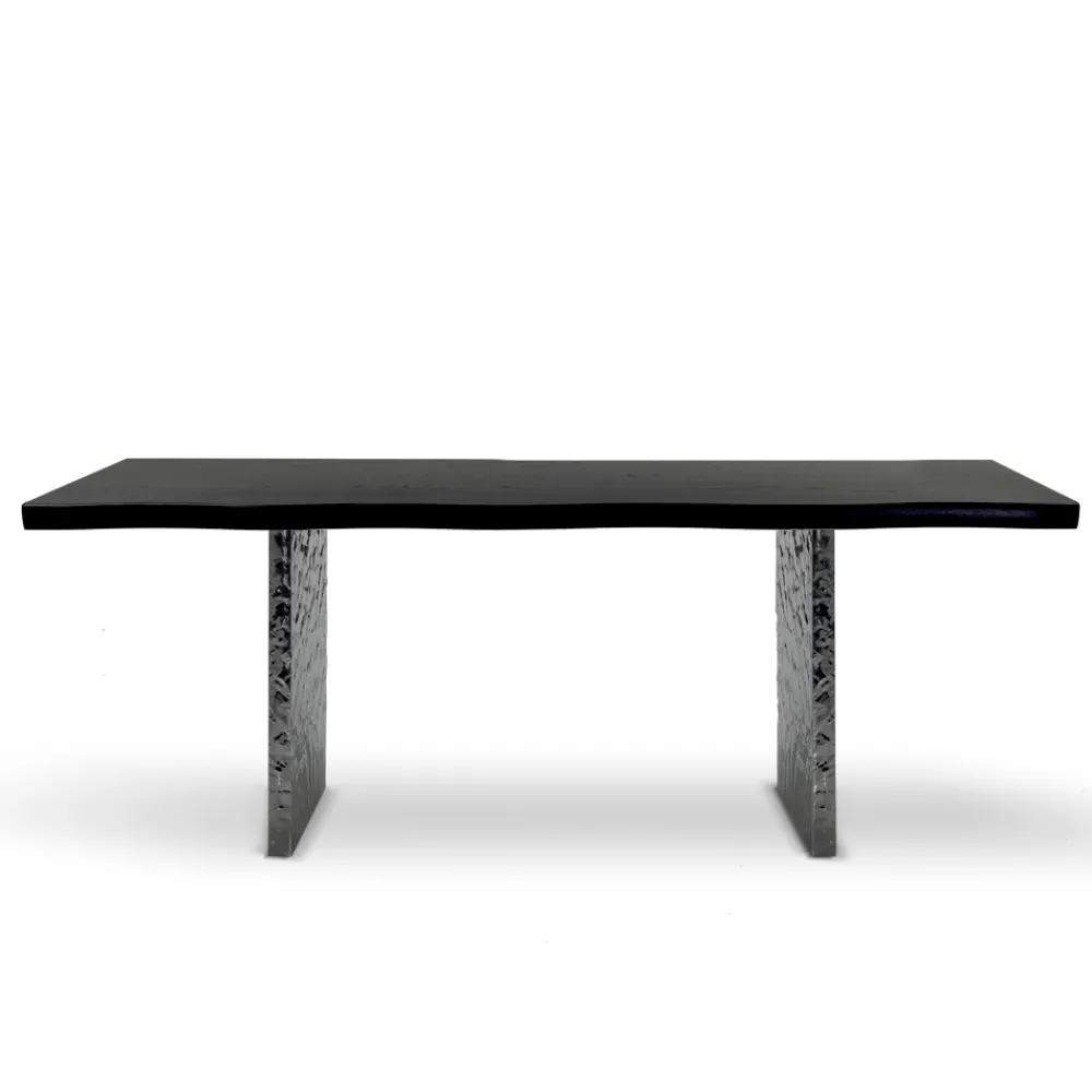 Viadurini Living Esstische-Esstisch aus Furnier und gehämmertem Stahl, hergestellt in Italien – Strappo