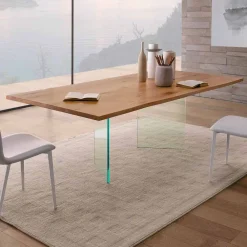Viadurini Living Esstische-Esstisch aus geknoteter Eiche und hochwertigem Glas Made in Italy - Sibillo