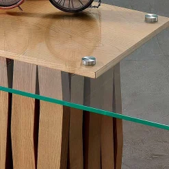 Viadurini Living Esstische-Esstisch aus Glas und Massivholz made in Italy, Egisto