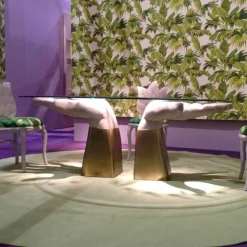 Viadurini Living Esstische-Esstisch aus Holz mit Tischplatte aus Glas, made in Italy, Bartolo