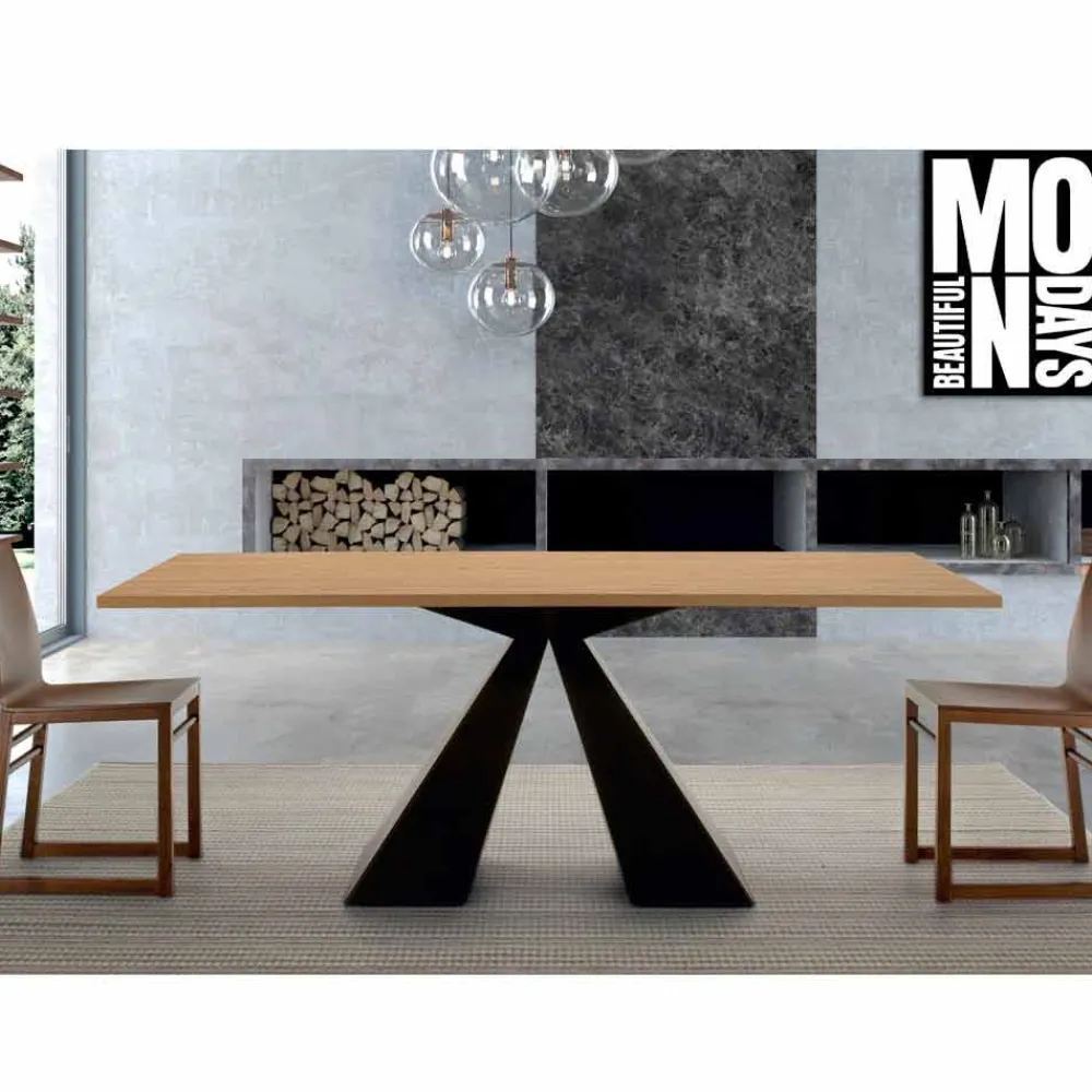 Viadurini Living Esstische-Esstisch aus HPL-Laminat und hochwertigem Made in Italy-Stahl – Dalmatiner