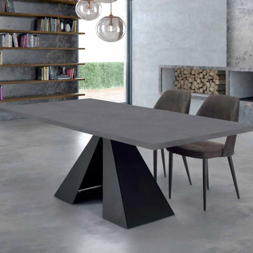 Viadurini Living Esstische-Esstisch aus HPL-Laminat und hochwertigem Made in Italy-Stahl – Dalmatiner