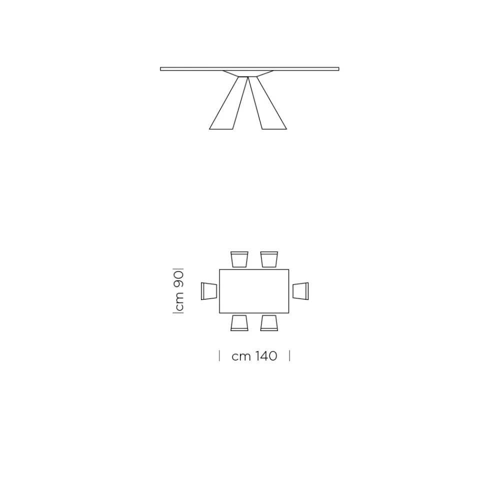 Viadurini Living Esstische-Esstisch aus HPL-Laminat und hochwertigem Made in Italy-Stahl – Dalmatiner