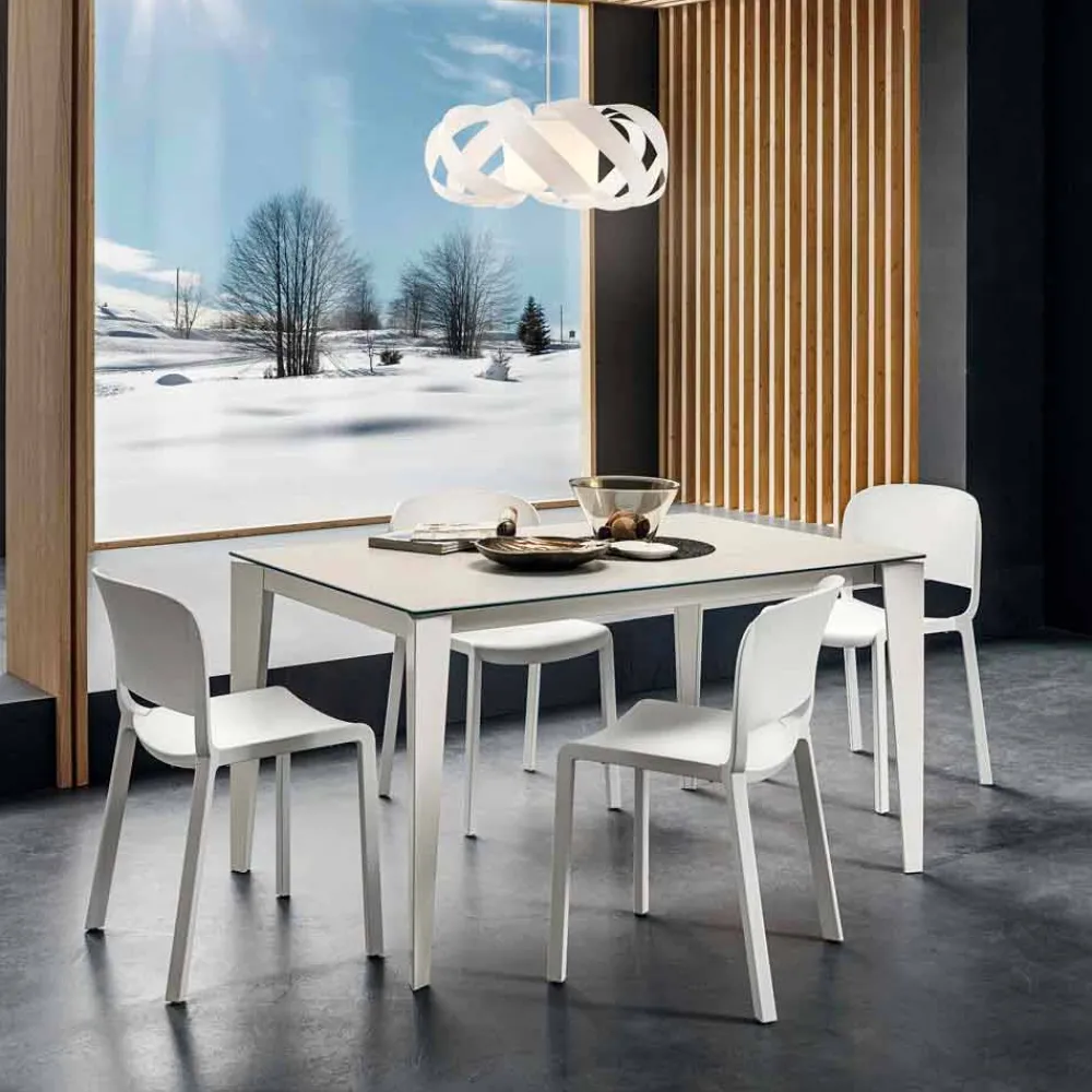 Viadurini Living Esstische-Esstisch aus Laminam und lackiertem Metall Made in Italy - Efisto
