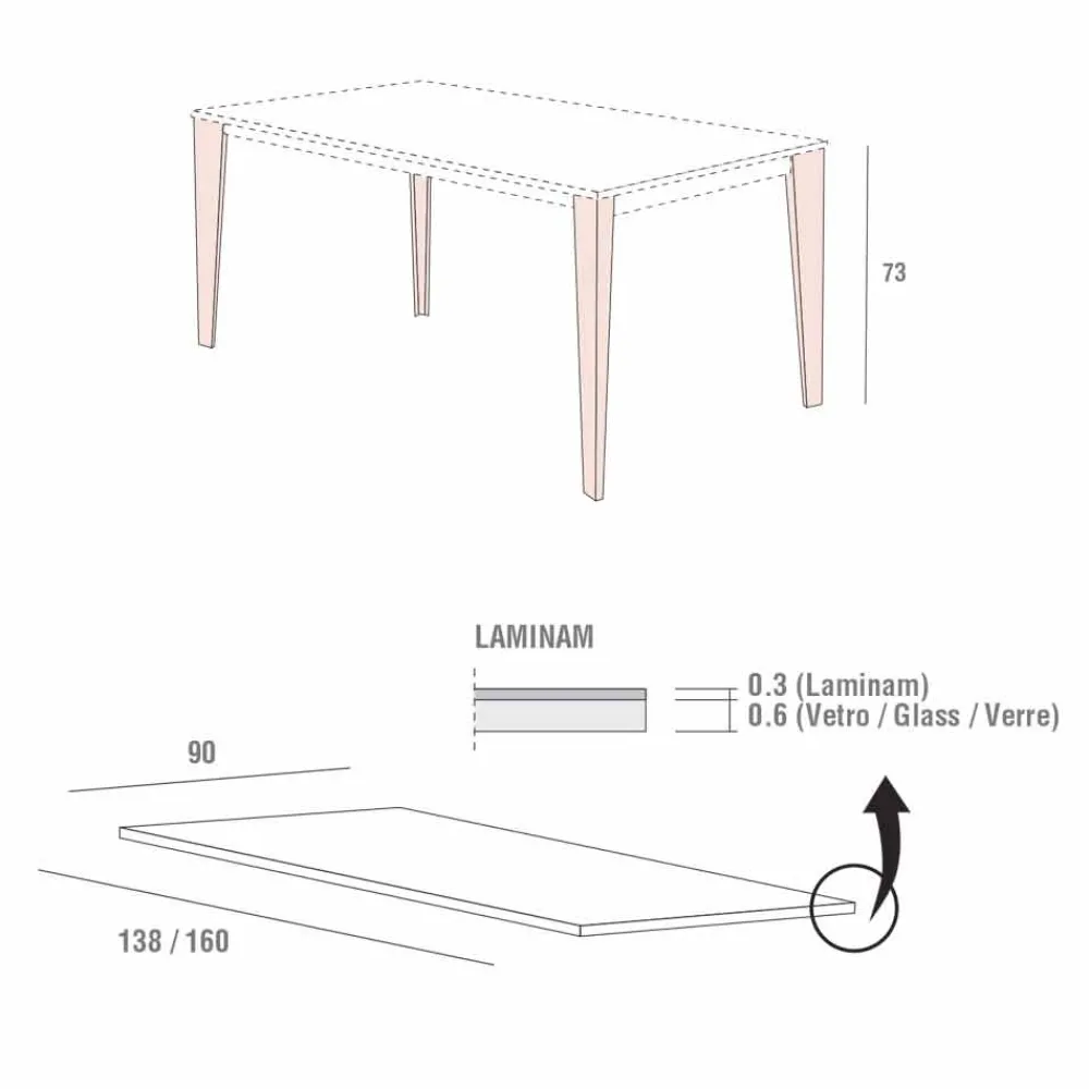 Viadurini Living Esstische-Esstisch aus Laminam und lackiertem Metall Made in Italy - Efisto