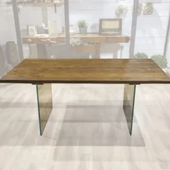 Viadurini Living Esstische Nach Mass|Esstische-Esstisch aus massiver Eiche und Kristallsockel Made in Italy - Iker