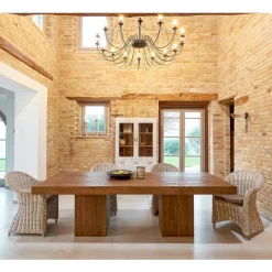 Viadurini Living Esstische-Esstisch aus recyceltem Tropenholz mit doppelter Basis - Slide