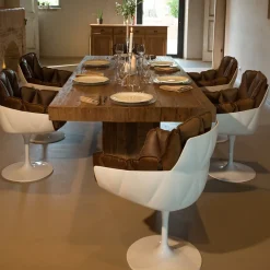 Viadurini Living Esstische-Esstisch aus recyceltem Tropenholz mit doppelter Basis - Slide