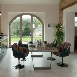 Viadurini Living Esstische-Esstisch aus recyceltem Tropenholz und Metallbeinen – Slide