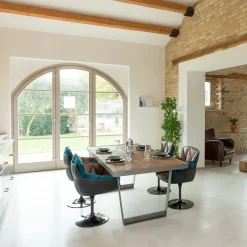 Viadurini Living Esstische-Esstisch aus recyceltem Tropenholz und Metallbeinen – Slide