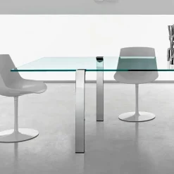 Viadurini Living Esstische Nach Mass|Esstische-Esstisch aus transparentem Glas und Metall verschiedene Farben Made in Italy - Aschio