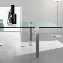 Viadurini Living Esstische Nach Mass|Esstische-Esstisch aus transparentem Glas und Metall verschiedene Farben Made in Italy - Aschio