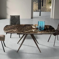 Viadurini Living Ausziehbare Esstische-Esstisch ausziehbar auf 180 cm in Grès mit Metallfuß - Beatriz