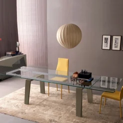 Viadurini Living Ausziehbare Esstische-Esstisch ausziehbar bis 300 cm in Holz und Glasplatte - Bedrio