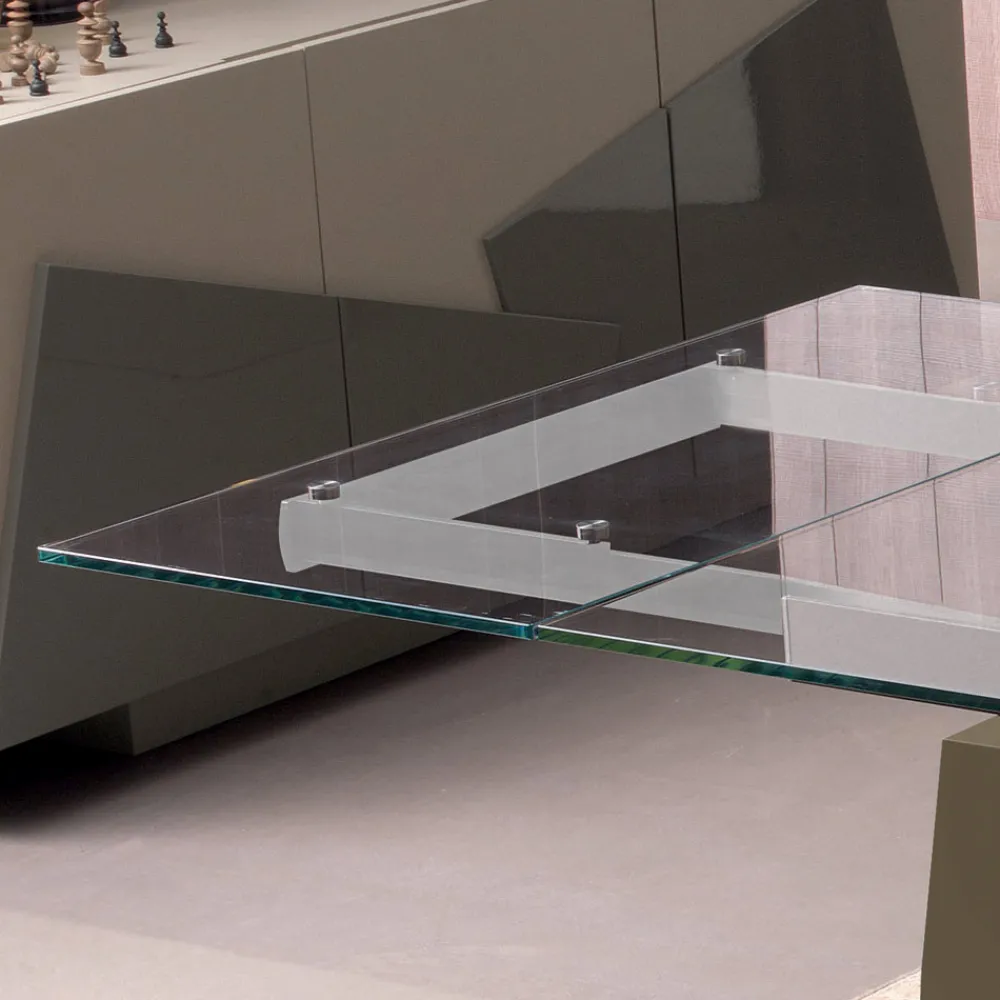 Viadurini Living Ausziehbare Esstische-Esstisch ausziehbar bis 300 cm in Holz und Glasplatte - Bedrio