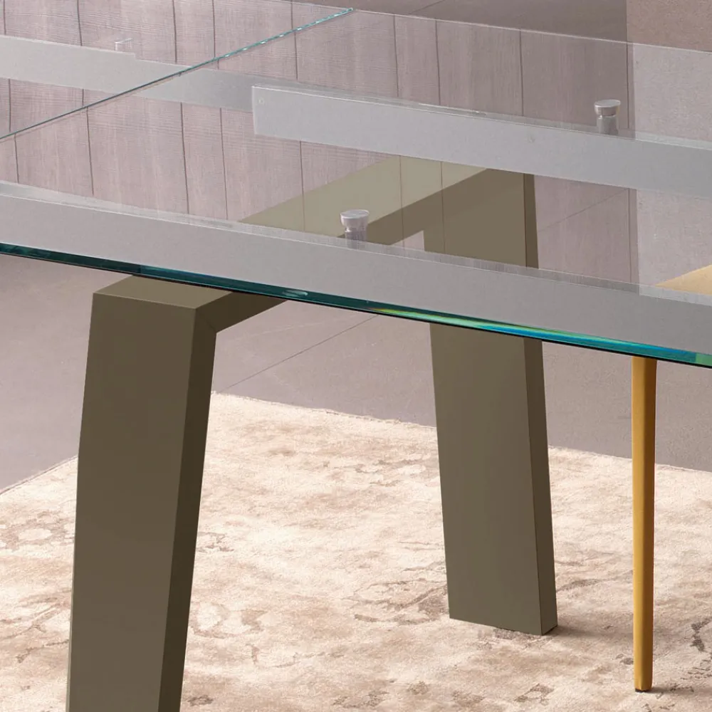 Viadurini Living Ausziehbare Esstische-Esstisch ausziehbar bis 300 cm in Holz und Glasplatte - Bedrio