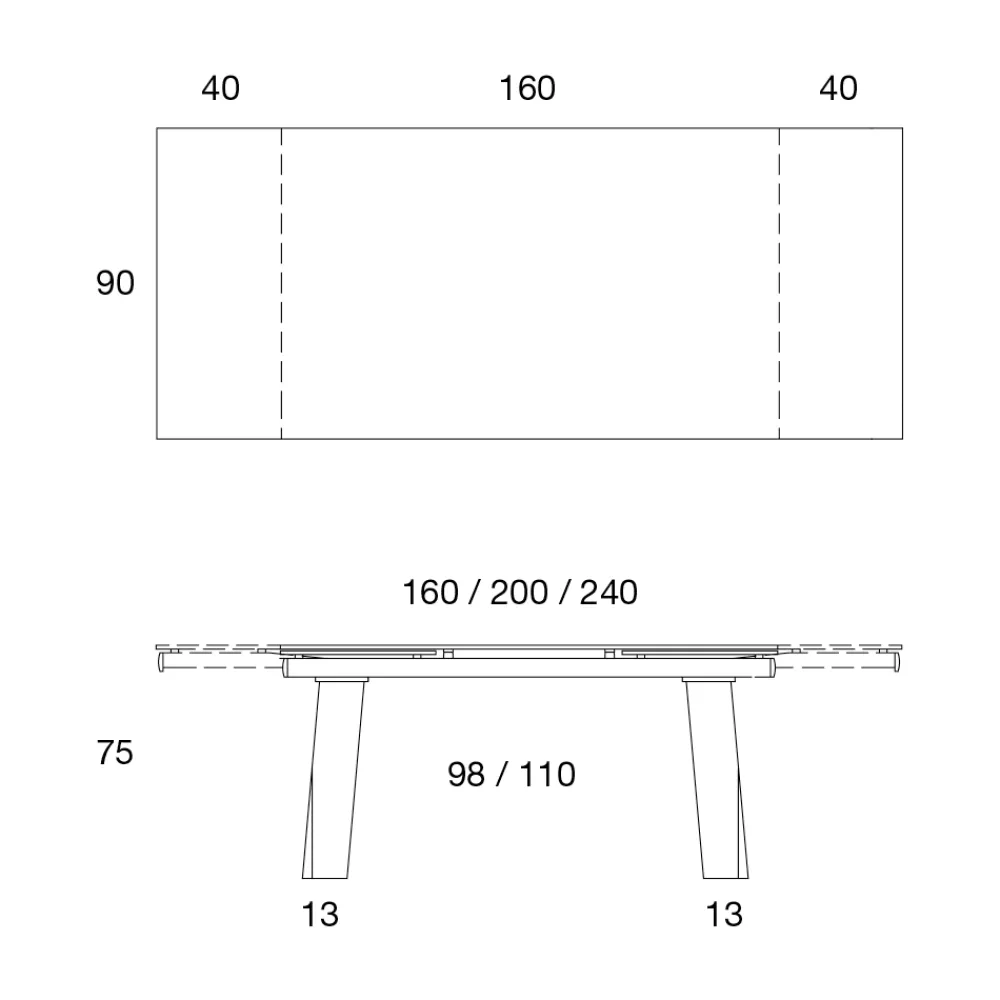 Viadurini Living Ausziehbare Esstische-Esstisch ausziehbar bis 300 cm in Holz und Glasplatte - Bedrio