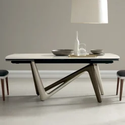 Viadurini Living Ausziehbare Esstische-Esstisch Ausziehbar bis 294 cm Polierte Keramik und Polyurethan - Stalto