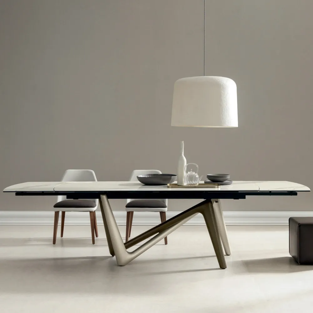 Viadurini Living Ausziehbare Esstische-Esstisch Ausziehbar bis 294 cm Polierte Keramik und Polyurethan - Stalto